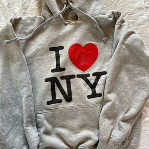 (officially licensed) I Love New York grey hoodie, unisex medium, distressed
